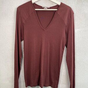 Prairie Underground Burnt Red V-Nk L/SLV Tee, Size XL, 100% Organic Cotton